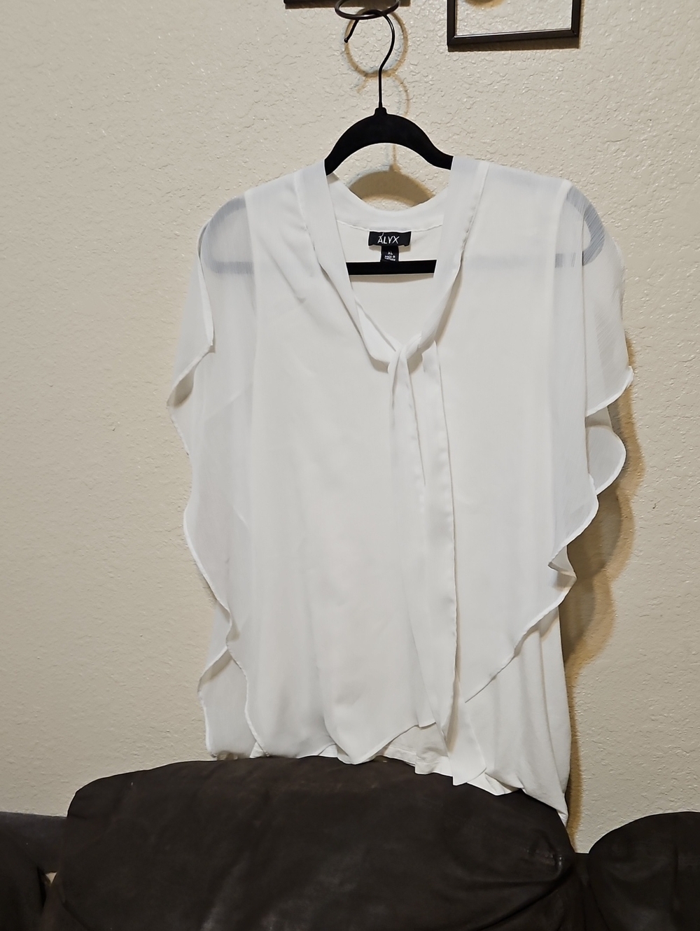Alyx White Chiffon Ruffle-Sleeve Blouse